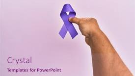  Presentation with pink ribbon - Beautiful slides featuring hand-of-young-hispanic-man backdrop and a lemonade colored foreground