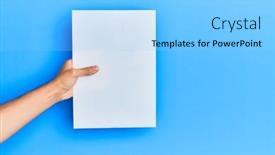  Presentation with banner blue - Theme featuring hand-of-young-hispanic-man background and a light blue colored foreground