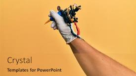  Presentation with tattoo - Cool new presentation with hand-of-young-hispanic-man backdrop and a gold colored foreground