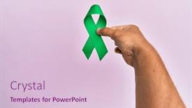  Presentation with ribbon-green - PPT theme with hand-of-young-hispanic-man background and a lemonade colored foreground