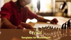  Presentation with recording studio - PPT theme featuring hand-of-young-man-rotating background and a tawny brown colored foreground