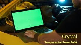  Presentation with green screen - PPT theme enhanced with hand-of-young-mechanic background and a tawny brown colored foreground