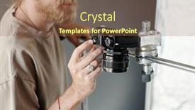  Presentation with modern - PPT layouts enhanced with hand-of-young-modern-cameraman background and a tawny brown colored foreground