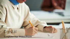  Presentation with muslim - Presentation design with hand-of-young-muslim-female background and a coral colored foreground