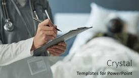  Presentation with prescriptions - Presentation having hand-of-young-nurse background and a light gray colored foreground