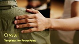  Presentation with life - Slide deck enhanced with hand-of-young-supportive-man background and a tawny brown colored foreground