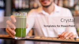  Presentation with restaurant waiter - Amazing slide deck having hand-of-young-waiter backdrop and a lemonade colored foreground