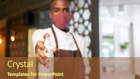  Presentation with african ethnicity - PPT layouts enhanced with hand-of-young-waiter background and a tawny brown colored foreground