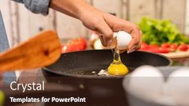  Presentation with frying - Cool new PPT theme with hand-of-young-woman-breaking backdrop and a tawny brown colored foreground