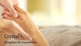  Presentation with beauty salon - Presentation theme consisting of hand of young woman having background and a coral colored foreground