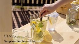  Presentation with water jug - Audience pleasing presentation consisting of hand-of-young-woman-squeezing backdrop and a yellow colored foreground
