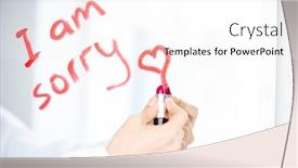  Presentation with writing - Cool new presentation theme with hand-of-young-woman-writing backdrop and a pink colored foreground