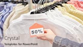  Presentation with price - Presentation theme enhanced with hand-on-50-discount-discount background and a lemonade colored foreground