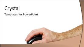  Presentation with computer - Presentation enhanced with hand on a computer mouse isolated on white with clipping path background and a white colored foreground