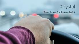  Presentation with wheel - Theme consisting of hand-on-a-steering-wheel background and a light blue colored foreground