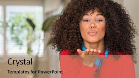  Presentation with headphones - Slide set featuring hand on air being love background and a coral colored foreground