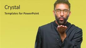  Presentation with dove catholic - Theme enhanced with hand on air being love background and a yellow colored foreground