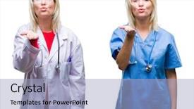 Presentation with nurse - Presentation design enhanced with hand on air being love background and a  colored foreground