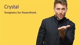  Presentation with christian love - Cool new slides with hand on air being love backdrop and a yellow colored foreground