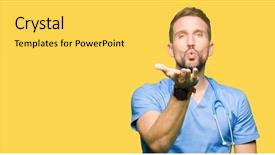  Presentation with facial pain medical man - Theme consisting of hand on air being love background and a  colored foreground