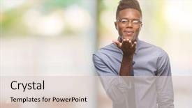  Presentation with african american in computer class business - Theme with hand on air being love background and a  colored foreground