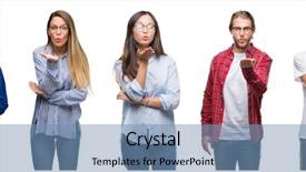  Presentation with 3d white people pushing - Presentation consisting of hand on air being love background and a teal colored foreground