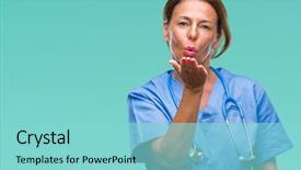  Presentation with nurse - Cool new slides with hand on air being love backdrop and a  colored foreground