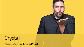  Presentation with christian love - Audience pleasing theme consisting of hand on air being love backdrop and a yellow colored foreground