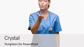  Presentation with medical robot hand and doctor - Presentation theme having hand on air being love background and a white colored foreground