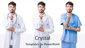  Presentation with collage medical - PPT theme featuring hand on air being love background and a  colored foreground