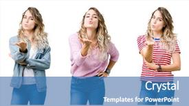  Presentation with sexy girl - Slide set having hand on air being love background and a teal colored foreground