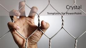 Presentation with chain link fence - Amazing slides having hand on chain-link fence backdrop and a light gray colored foreground