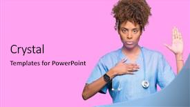  Presentation with doctor african - Cool new presentation design with hand on chest and open backdrop and a lavender colored foreground