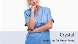  Presentation with nurse thinking - Cool new PPT theme with  backdrop and a  colored foreground