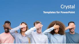  Presentation with blue earth eye - Beautiful PPT theme featuring hand on face covering eye backdrop and a teal colored foreground