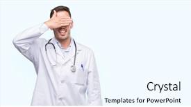  Presentation with blind - Presentation theme consisting of hand on face covering eye background and a cool aqua colored foreground