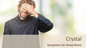  Presentation with catholic resureection - Presentation theme having hand on face covering eye background and a  colored foreground