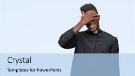  Presentation with eye african american models - PPT layouts featuring hand on face covering eye background and a light blue colored foreground