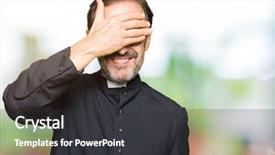  Presentation with blind - Colorful slide set enhanced with hand on face covering eye backdrop and a dark gray colored foreground