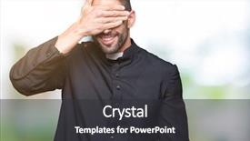  Presentation with christian - Colorful presentation theme enhanced with hand on face covering eye backdrop and a dark gray colored foreground