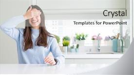  Presentation with wide - Presentation design featuring hand on face covering eye background and a  colored foreground