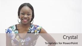  Presentation with mobile phone in woman hand - PPT layouts with hand on hip in traditional background and a  colored foreground