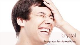  Presentation with hispanic - PPT layouts featuring hand on his head - laughter background and a lemonade colored foreground