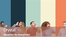  Presentation with mouth - Cool new PPT layouts with hand on mouth communication backdrop and a coral colored foreground