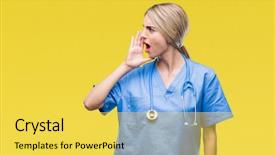  Presentation with hand surgeon - Slide deck with hand on mouth communication background and a  colored foreground