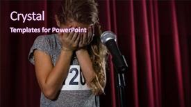  Presentation with stage - PPT layouts consisting of hand on stage in theatre background and a wine colored foreground