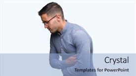  Presentation with stomach disease - Amazing slides having hand on stomach because nausea backdrop and a light blue colored foreground