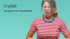  Presentation with stomach disease - PPT layouts featuring hand on stomach because nausea background and a seafoam green colored foreground