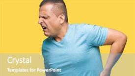  Presentation with stomach disease - PPT theme with hand on stomach because nausea background and a light blue colored foreground