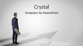  Presentation with our way - Colorful presentation design enhanced with hand on the direct way backdrop and a light gray colored foreground